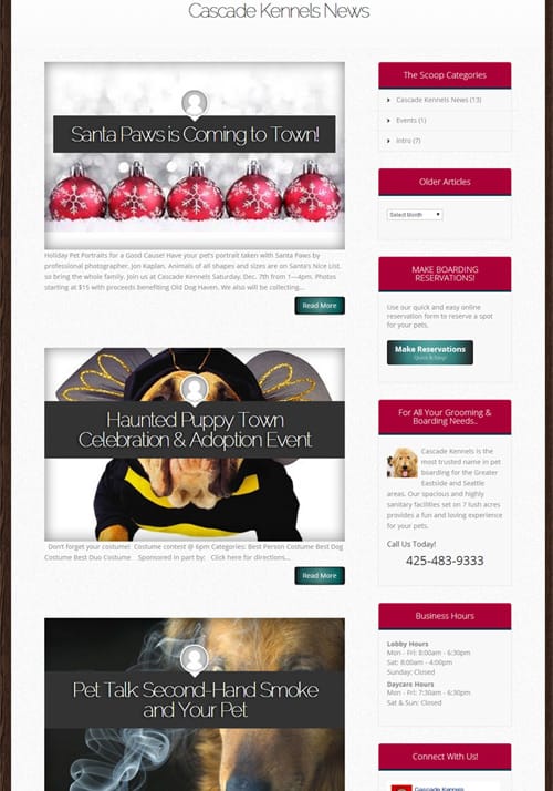 Cascade Kennels Website Design by Brian Sniff